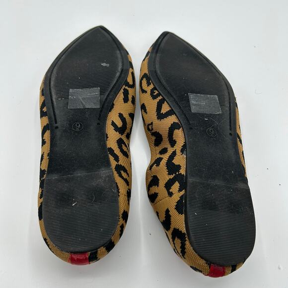 Serra Pointed Toe Flats Women’s 9 Leopard Knit Slip‑On Neutral Tan Black - Picture 6 of 12